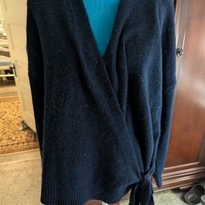 Women's Navy Blue Wrap Sweater